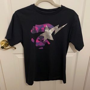 Bape Tee Black Purple Camo